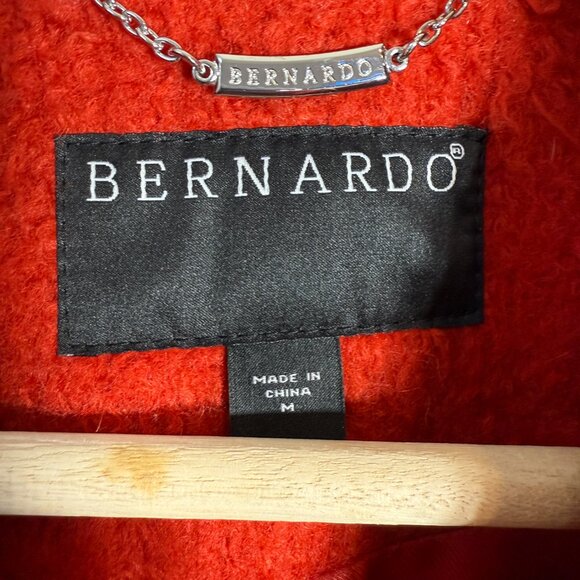 Bernardo Textured Wool Coat Women's Medium Orange Overcoat Pea Coat Jacket Chic - Picture 8 of 15